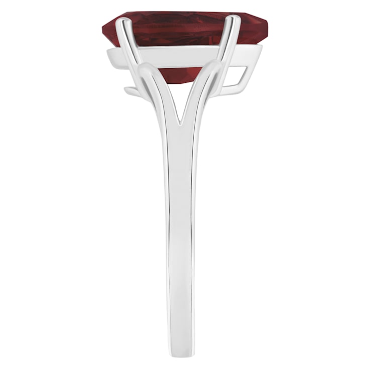 12x8mm Pear Shape Garnet Rhodium Over Sterling Silver Ring