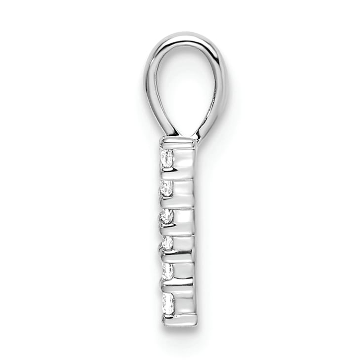 Rhodium Over 14k White Gold Diamond Number 7 Pendant