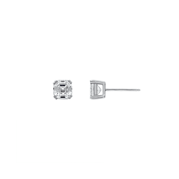 White Cubic Zirconia Platinum Over Sterling Silver Asscher Cut Jewelry
Set 3.90ctw