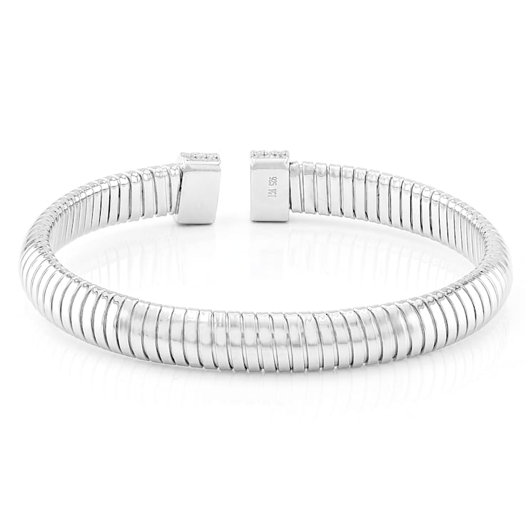 CZ Tubogas Bangle In Sterling Silver 0.86ctw