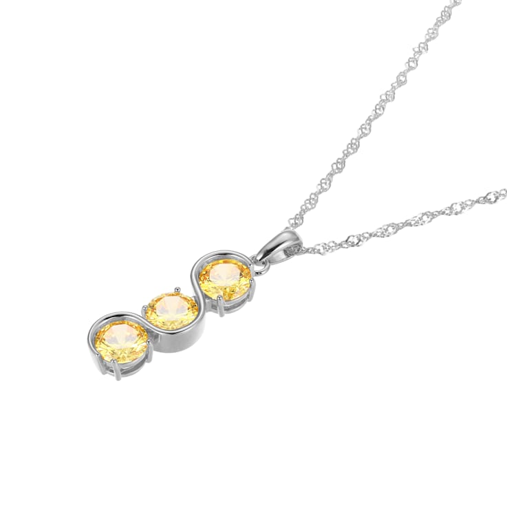 Yellow Cubic Zirconia Platinum Over Sterling Silver November Birthstone
Pendant 5.98ctw