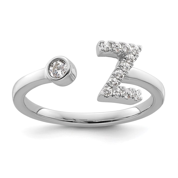 Rhodium Over 14K White Gold Lab Grown Diamond VS/SI GH, Initial Z
Adjustable Ring