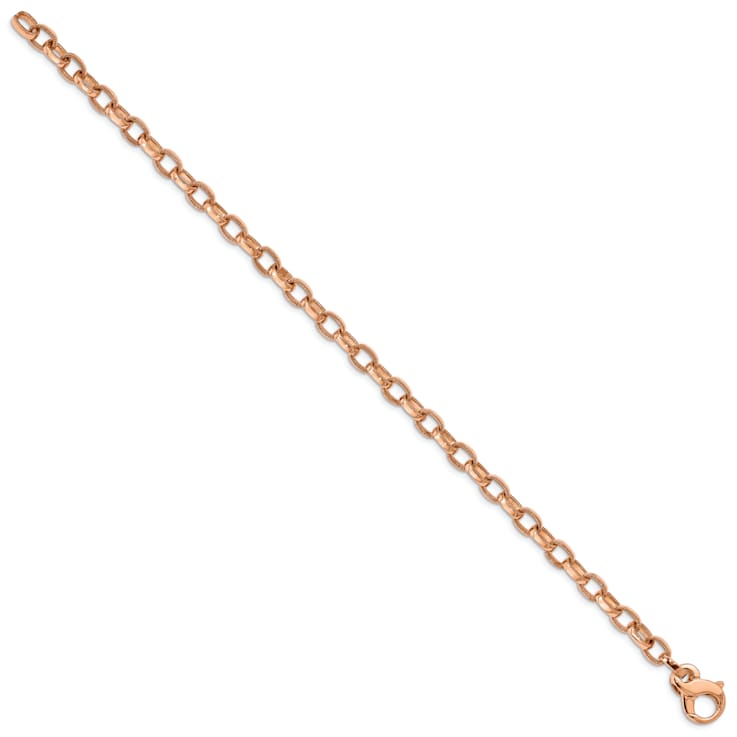 14k Rose Gold 5mm Ridged Edged Fancy Link Bracelet