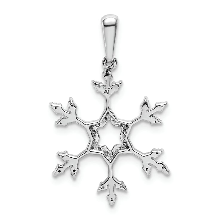Rhodium Over 14k White Gold Diamond Snowflake Pendant