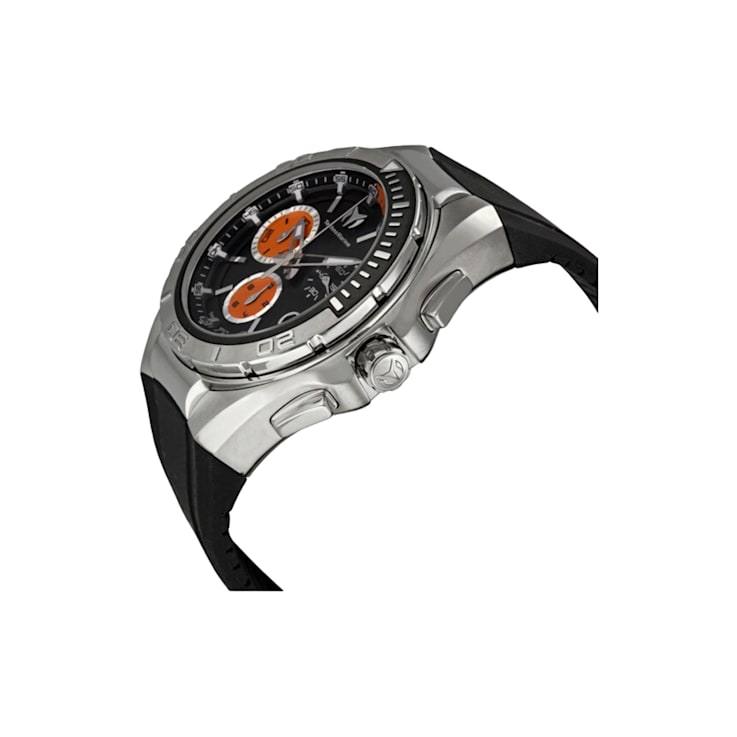Technomarine Men's Black and Orange Chronograph Black Leather Strap Watch