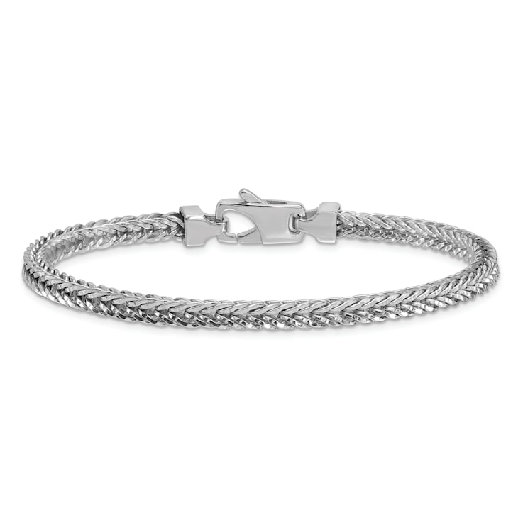 Rhodium Over Sterling Silver Polished 4.0mm Franco 8 Inch Chain Bracelet