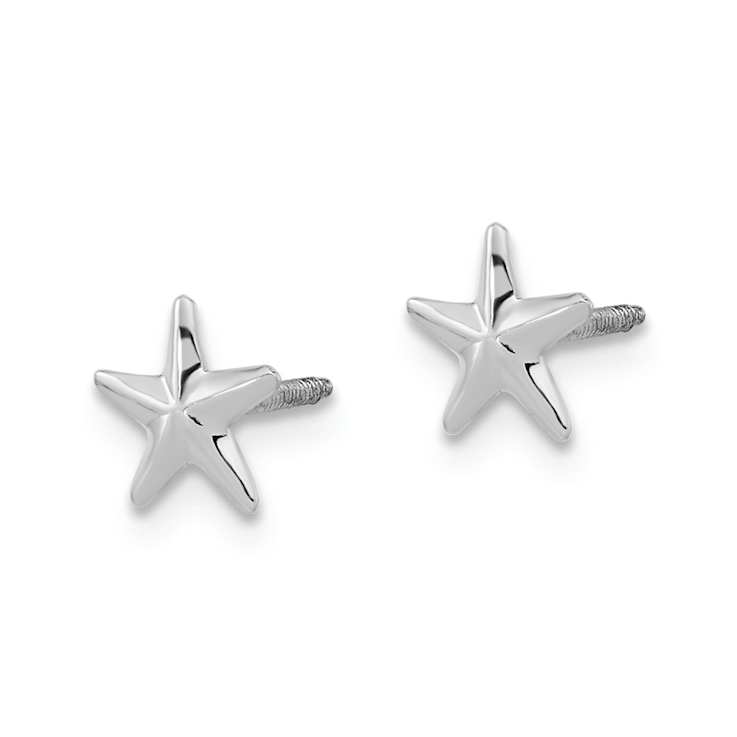 Rhodium Over 14k White Gold Children's 7mm Star Stud Earrings