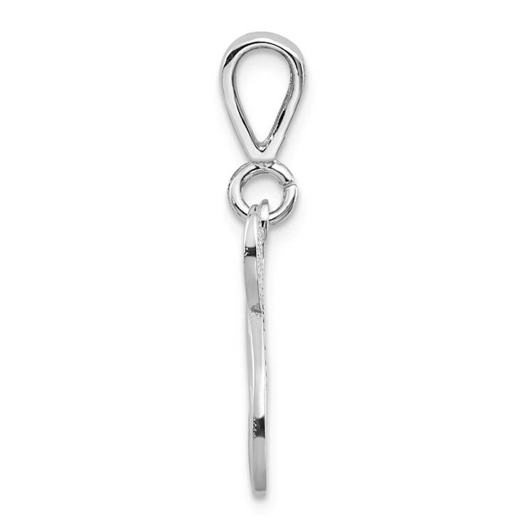 Rhodium Over 14k White Gold Solid Polished Script Filigree Textured
Letter N Initial Pendant