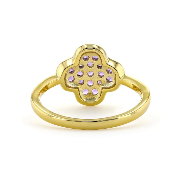 Amethyst 18K Yellow Gold Over Sterling Silver 4-Leaf Clover Cluster Ring