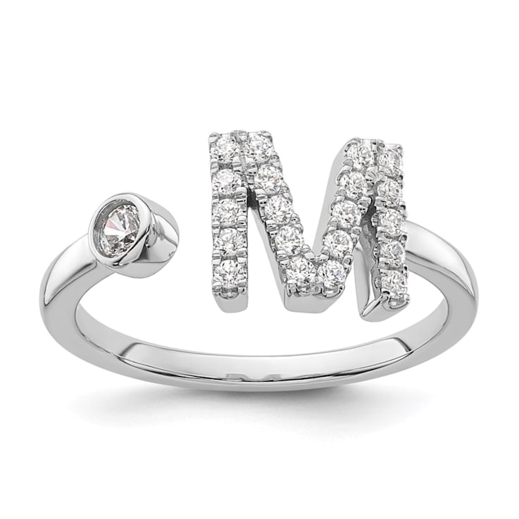 Rhodium Over 14K White Gold Lab Grown Diamond VS/SI GH, Initial M
Adjustable Ring