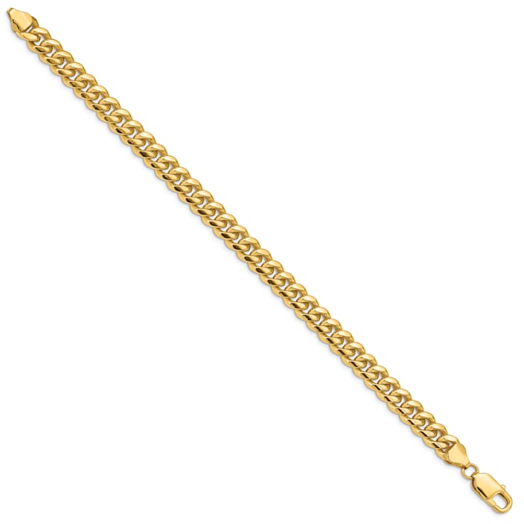 14k Yellow Gold 6.75mm Solid Miami Cuban Link Bracelet