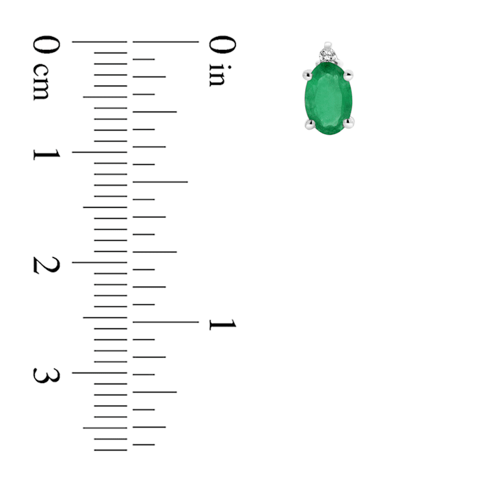 0.82ctw Oval Emerald and Diamond Earring set in 14k White Gold
