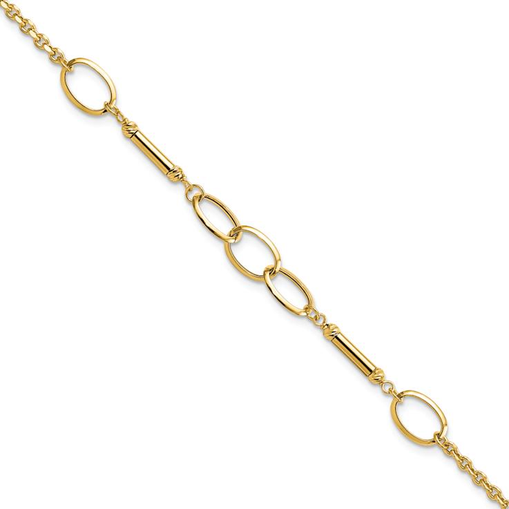 14k Yellow Gold Polished Bars and Links Bracelet