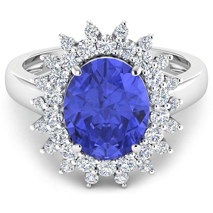 4.22ctw Violet Tanzanite and Diamond 14K White Gold Halo Ring