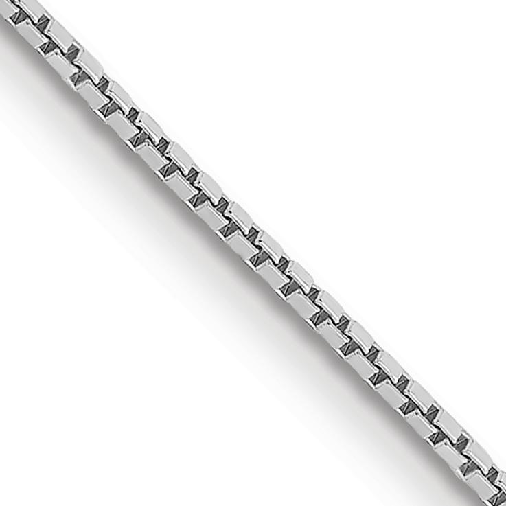 Rhodium Over 14k White Gold 0.9mm Solid Box 16 Inch Chain