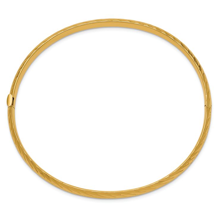 10k Yellow Gold 4.75mm Textured Hinged Bangle