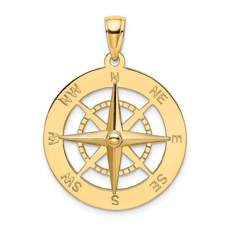 14K Yellow Gold Nautical Compass Charm
