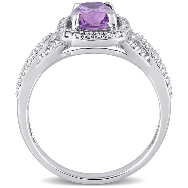 Kunzite and Diamond 14K White Gold Ring 0.174ctw