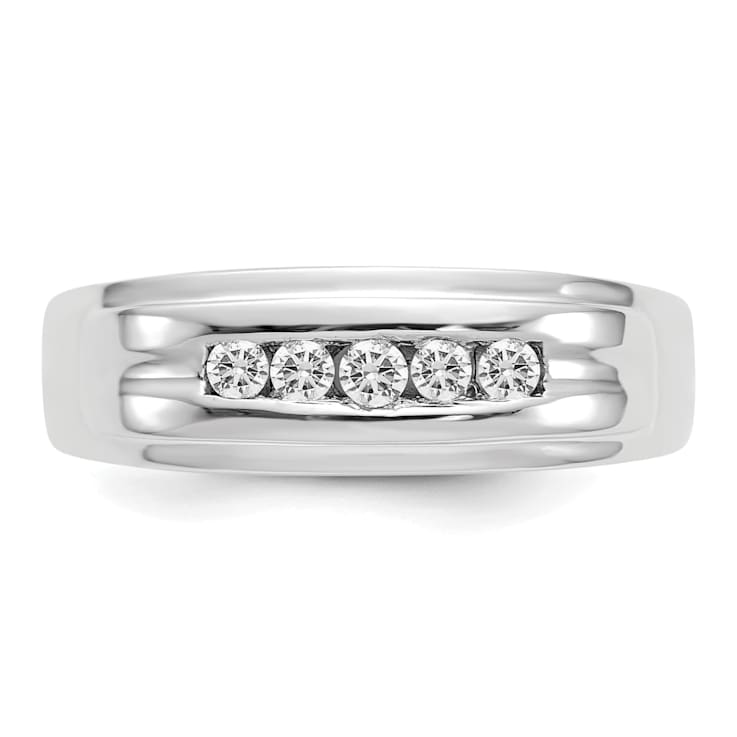 Rhodium Over 14K White Gold Lab Grown Diamond SI1/SI2, G H I, Men's Ring