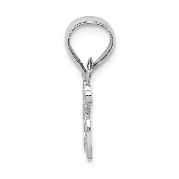 Rhodium Over 14k White Gold Textured MOM with Heart Pendant