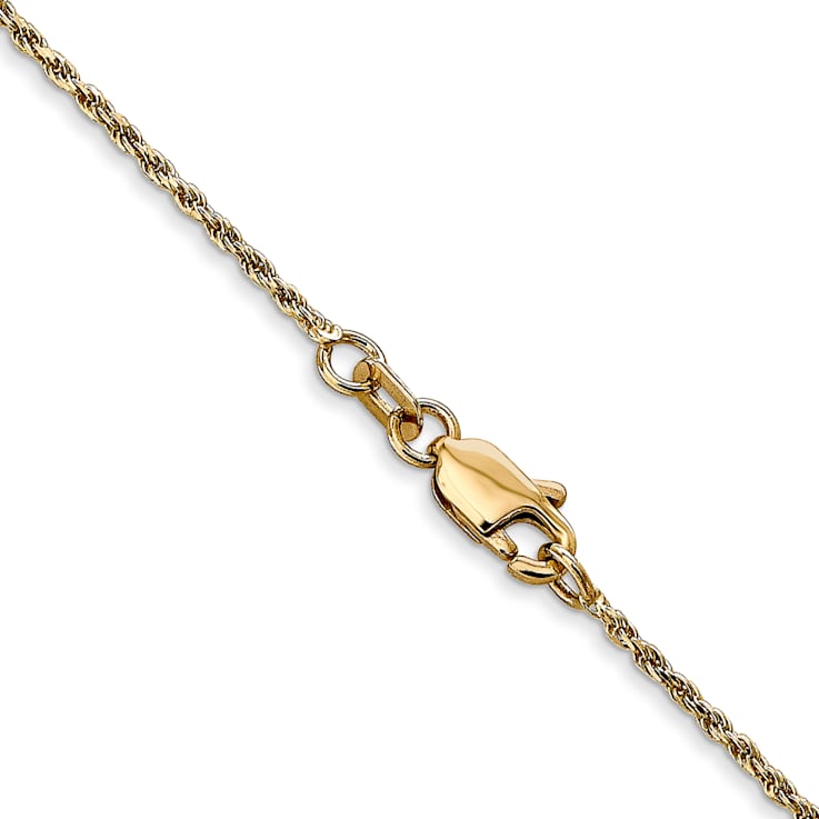 14k Yellow Gold 1.15mm Solid Diamond-Cut Rope 16 Inch Chain