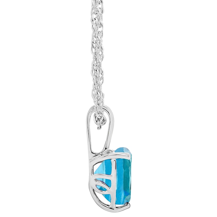 8mm Heart Shape Blue Topaz Rhodium Over Sterling Silver Pendant With Chain