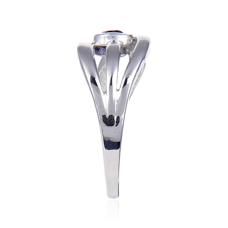 Lab Created Purple Sapphire Sterling Silver Open Design Solitaire Ring, 0.35ct
