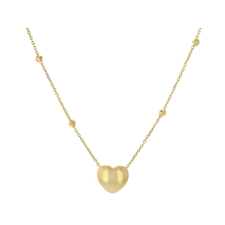 Puffy Heart Necklace In 10K Gold