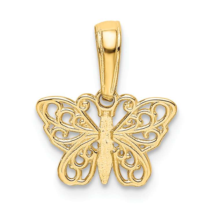 10K Yellow Gold Filigree Butterfly Charm
