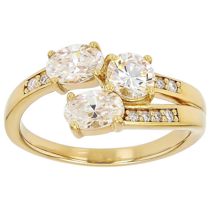 Diamond Simulant And Lab-Created Moissanite Ring In 18K Gold Over
Sterling Silver 1.91ctw