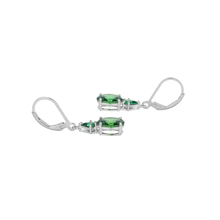 Green Cubic Zirconia Platinum Over Sterling Silver May Birthstone
Earrings 6.15ctw