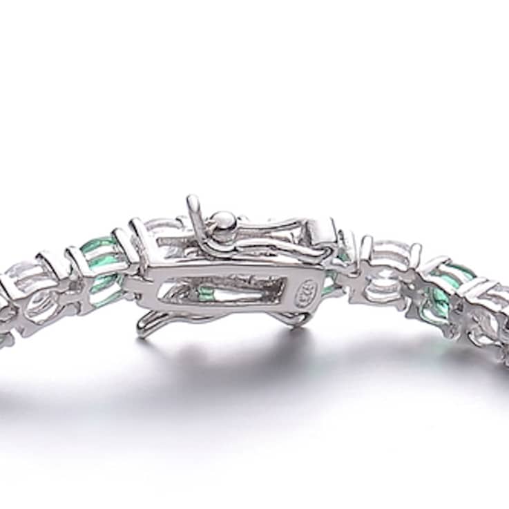 Emerald Color CZ Tennis Bracelet In Sterling Silver