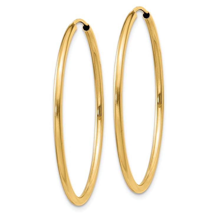 14k Yellow Gold Polished 1 3/16" Round Endless Hoop Earrings