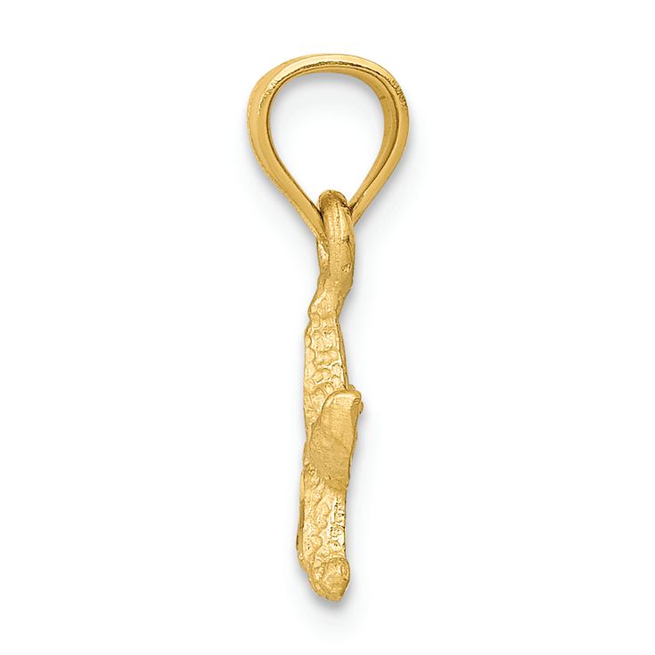14k Yellow Gold Textured and Diamond-Cut Starfish Pendant