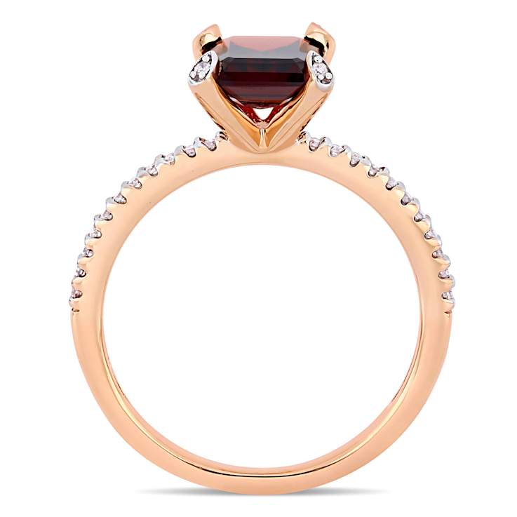 Garnet and Diamond 10K Rose Gold Ring 2.23ctw