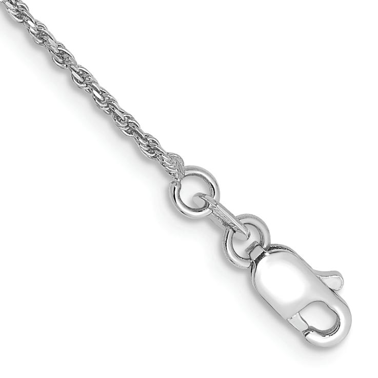 Rhodium Over 10k White Gold 1.15mm Diamond-Cut Rope Link Bracelet