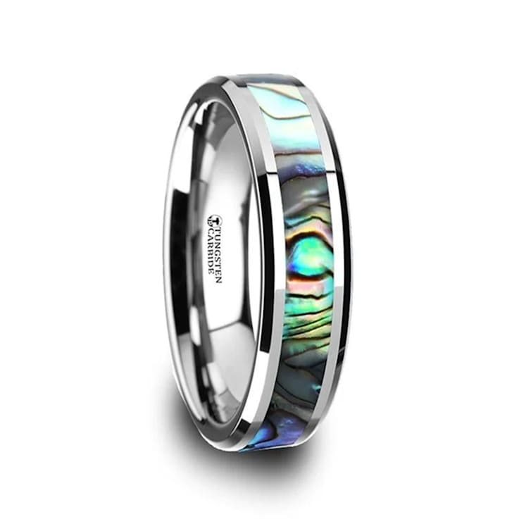 MAUI Tungsten Wedding Band with Mother of Pearl Inlay 6mm