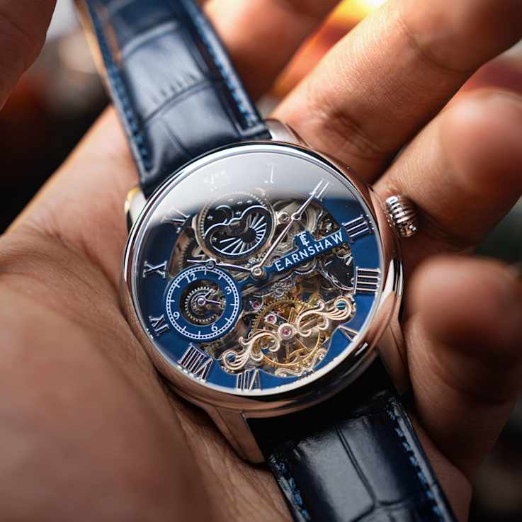 Thomas Earnshaw Longitude Automatic Blue Dial Blue Stainless Steel Band
Skeleton Watch