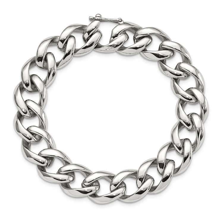 Stainless Steel 14mm Polished Curb Link Bracelet