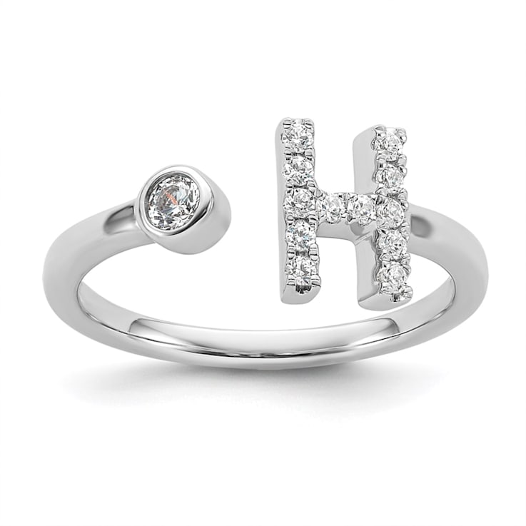 Rhodium Over 14K White Gold Lab Grown Diamond VS/SI GH, Initial H
Adjustable Ring