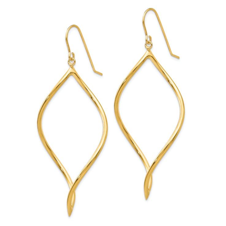14k Yellow Gold Twisted Drop Earrings
