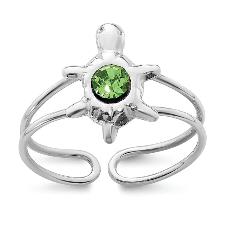 Rhodium Over Sterling Silver Cubic Zirconia Turtle Toe Ring