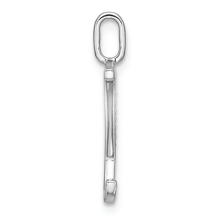14K White Gold Diamond Lower Case Letter Y Initial Pendant