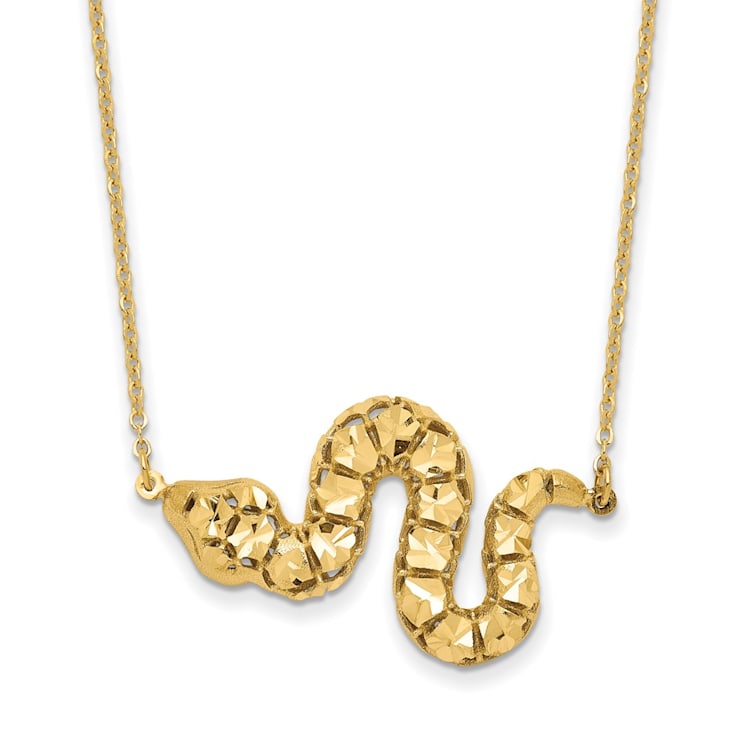14K Yellow Gold Diamond-cut Snake Necklace