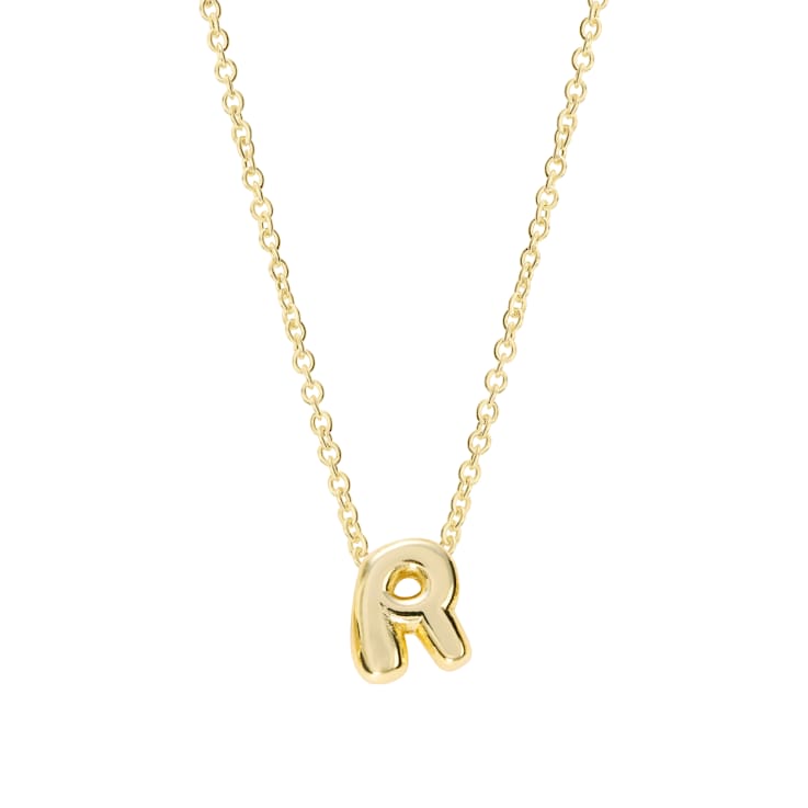CZ Initial R Tennis Necklace And Pendant Set In 14K Gold Over Brass 4.05ctw