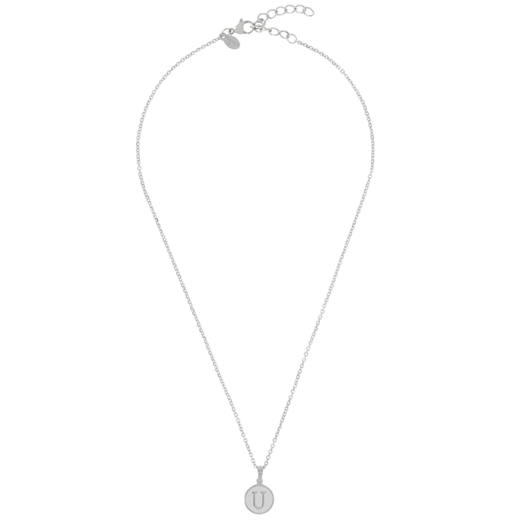 Initial U Charm Pendant Necklace In Silver-Tone