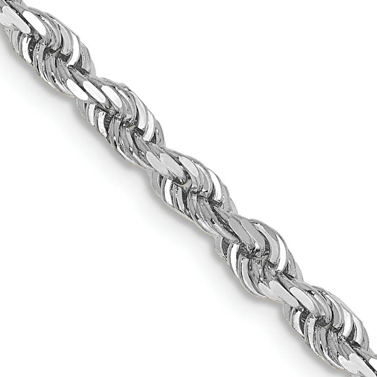 Rhodium Over 14k White Gold 3.35mm Solid Diamond-Cut Quadruple Rope 18
Inch Chain