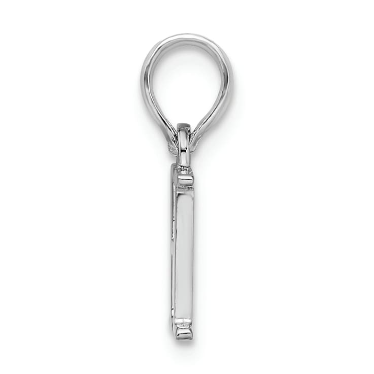 Sterling Silver Polished Block Initial -H- Pendant
