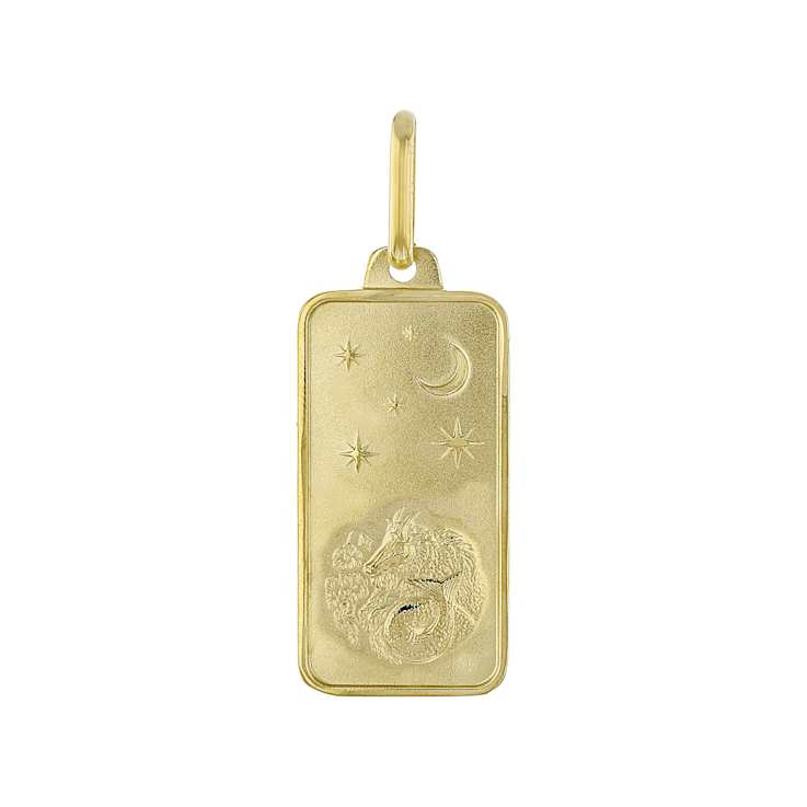 Capricorn Zodiac Pendant In Solid 14K Yellow Gold