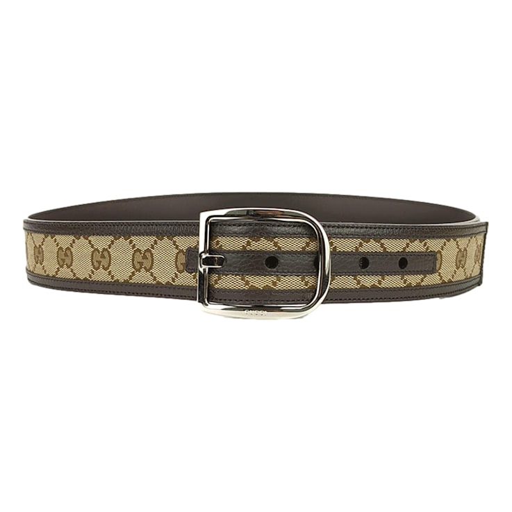 GUCCI CINTURA GUCCI シマベルト　ブラウン Gucci Mens Guccisssima Brown and Beige Canvas Leather Trim
